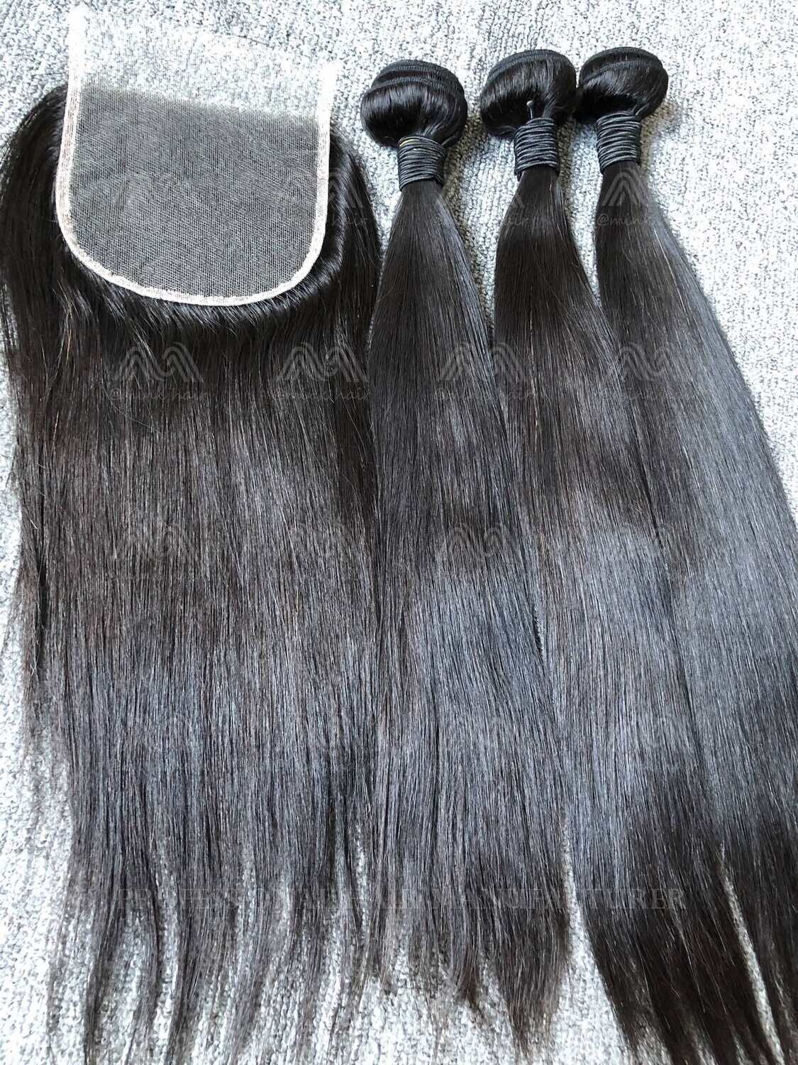 Mink Hair Straight 3 Bundles With 5X5 HD Closure Deals