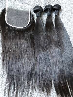 Mink Hair Straight 3 Bundles With 5X5 HD Closure Deals