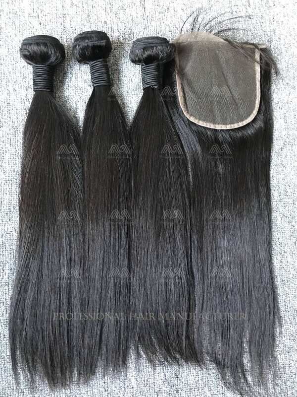 Mink Hair Straight 3 Bundles With 5X5 Transparent Closure Deals