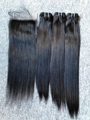 Luxury Hair Straight 3 Bundles With 5X5 HD Closure Deals