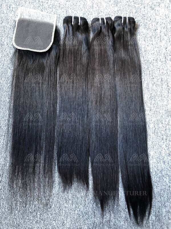 Luxury Hair Straight 3 Bundles With Transparent 4x4 Closure Deals