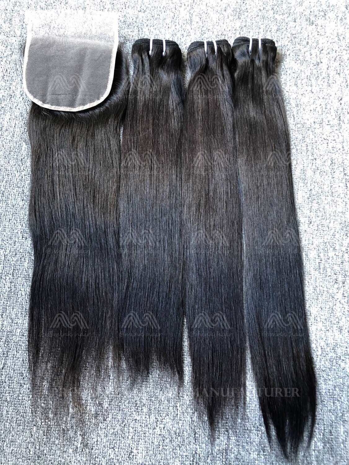 Luxury Hair Straight 3 Bundles With Transparent 5x5 Closure Deals