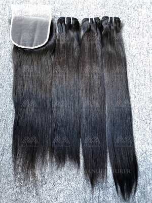 Luxury Hair Straight 3 Bundles With Transparent 5x5 Closure Deals