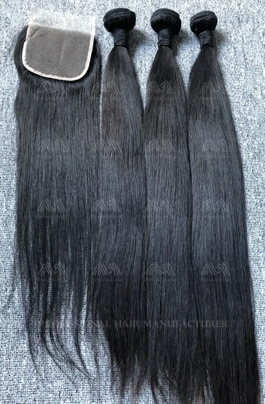 Mink Hair Straight 3 Bundles With 4X4 Transparent Closure Deals