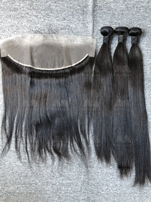 Mink Hair Straight 3 Bundles With 13X4 Transparent Frontal Deals