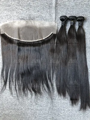 Mink Hair Straight 3 Bundles With 13X4 Transparent Frontal Deals