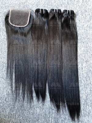 Luxury Hair Straight 3 Bundles With 4x4 HD Closure Deals