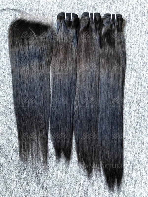Luxury Hair Straight 3 Bundles With 4X4 HD Closure Deals
