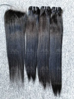 Luxury Hair Straight 3 Bundles With 4X4 HD Closure Deals
