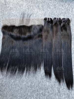 Luxury Hair Straight 3 Bundles With Transparent 13x4 Frontal Deals