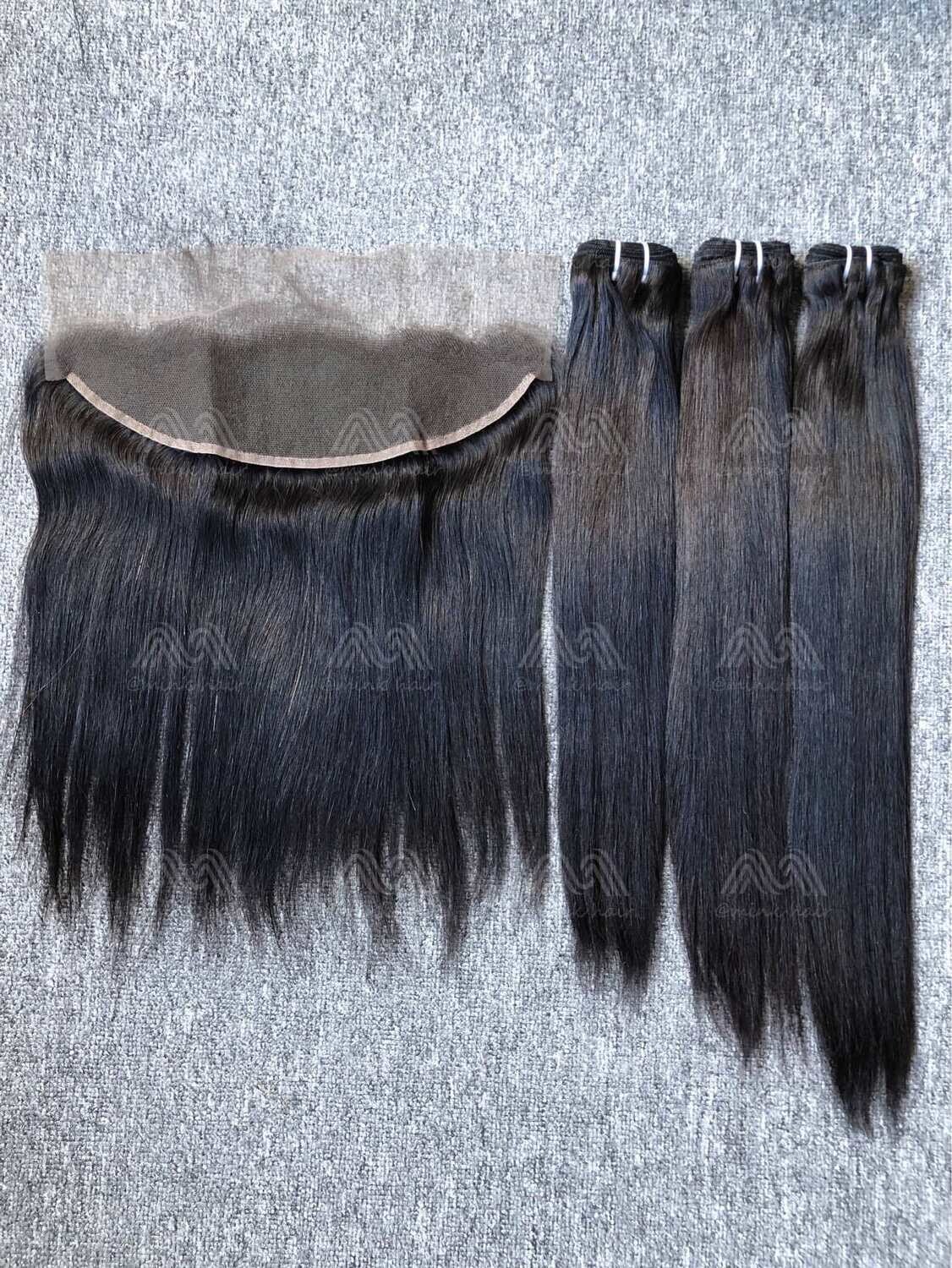 Luxury Hair Straight 3 Bundles With Transparent 13x4 Frontal Deals