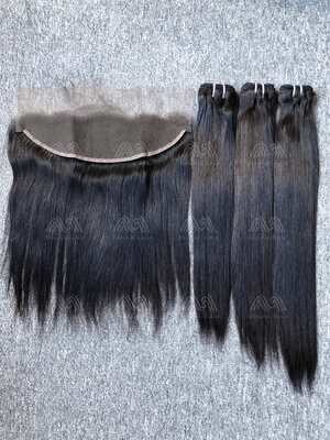 Luxury Hair Straight 3 Bundles With Transparent 13x4 Frontal Deals