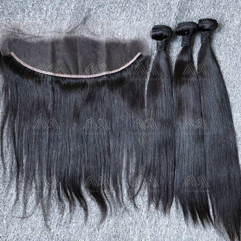 Mink Hair Straight 3 Bundles With 13X4 HD Frontal Deals