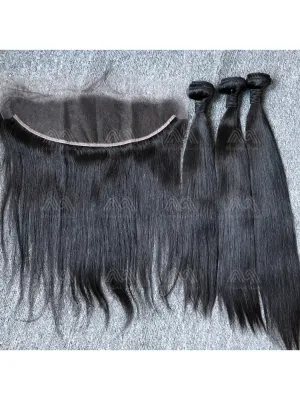 Mink Hair Straight 3 Bundles With 13X4 HD Frontal Deals