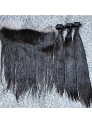 Mink Hair Straight 3 Bundles With 13X4 HD Frontal Deals