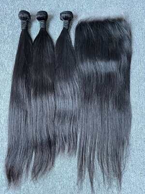 Mink Hair Straight 3 Bundles With 7x7 HD Closure Deals