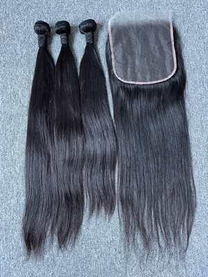 Mink Hair Straight 3 Bundles With 7x7 HD Closure Deals