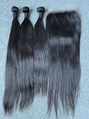 Mink Hair Straight 3 Bundles With 7X7 HD Closure Deals