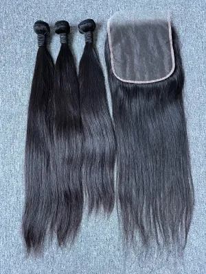 Mink Hair Straight 3 Bundles With 7X7 HD Closure Deals