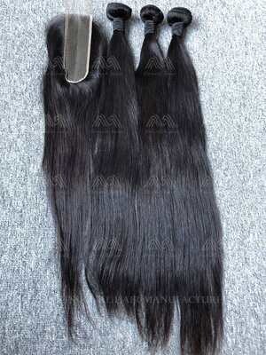 Mink Hair Straight 3 Bundles With 2x6 Transparent Closure Deals