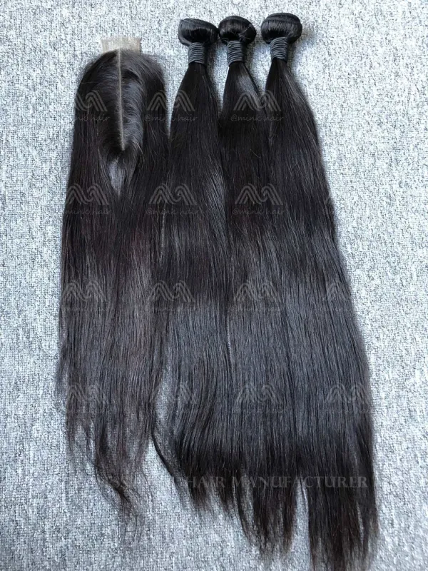 Mink Hair Straight 3 Bundles With 2X6 Transparent Closure Deals