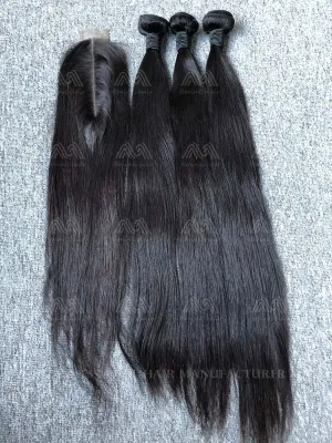 Mink Hair Straight 3 Bundles With 2X6 Transparent Closure Deals