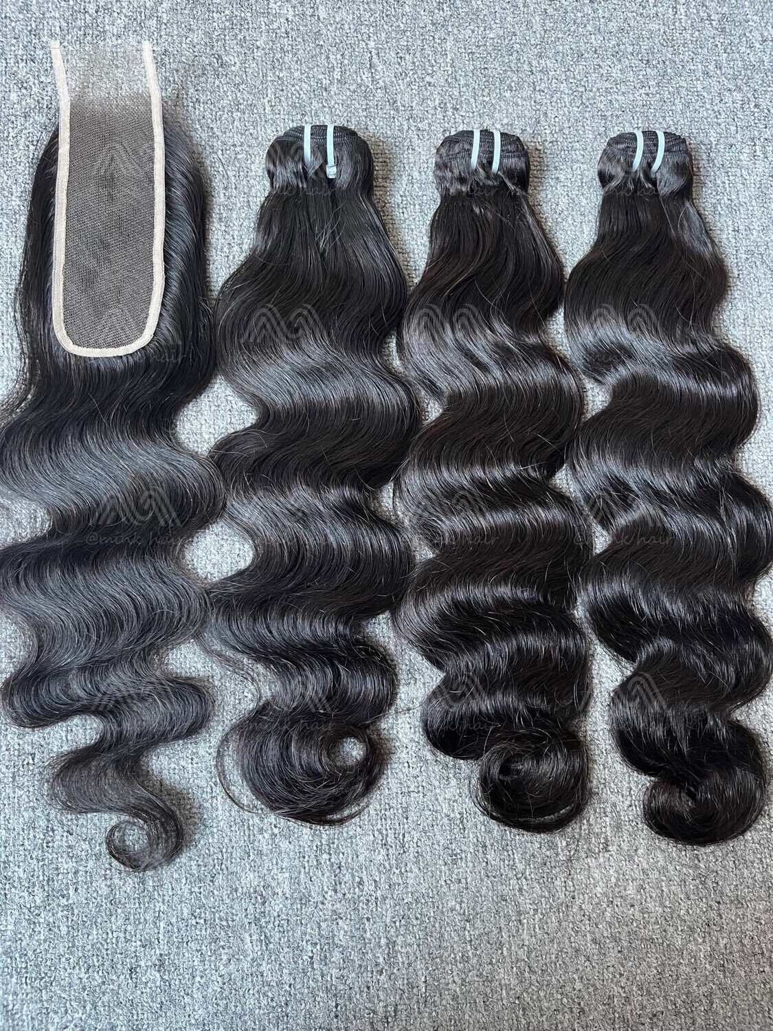 Luxury Hair Straight/Body Wave 3 Bundles With 2x6 HD Closure Deals