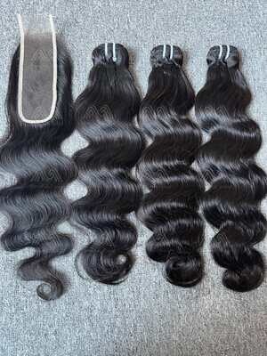 Luxury Hair Straight/Body Wave 3 Bundles With 2x6 HD Closure Deals