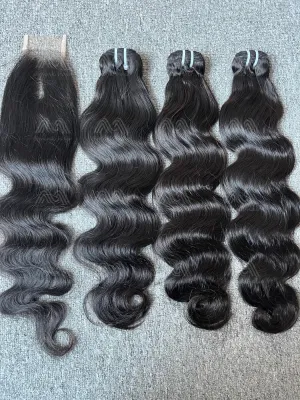 Luxury Hair Straight/Body Wave 3 Bundles With 2X6 HD Closure Deals
