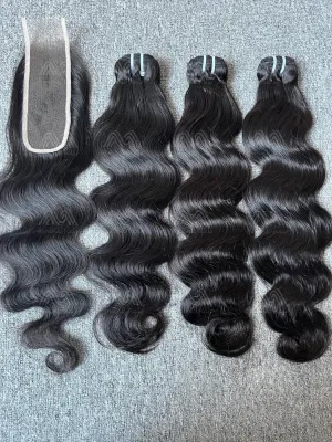 Luxury Hair Straight/Body Wave 3 Bundles With 2X6 HD Closure Deals