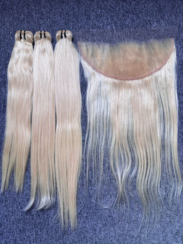 Blonde Hair Straight/Body Wave 3 Bundles With 13x6 HD Frontal Deals