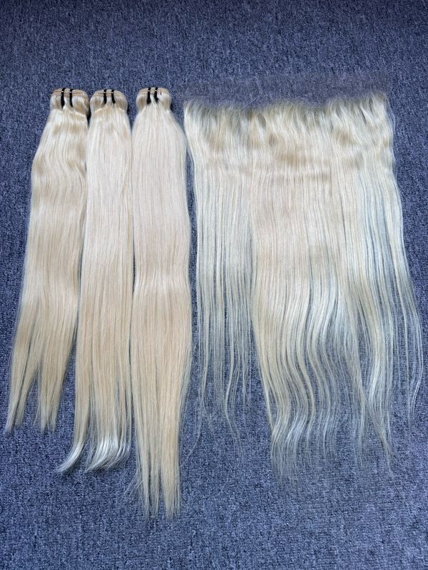 Blonde Hair Straight/Body Wave 3 Bundles With 13x6 HD Frontal Deals