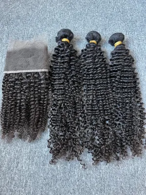 Raw Hair Kinky Curly 3 Bundles With 13X4 HD Frontal Deals