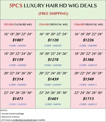 Luxury Hair HD Lace Wig Deals 5pcs
