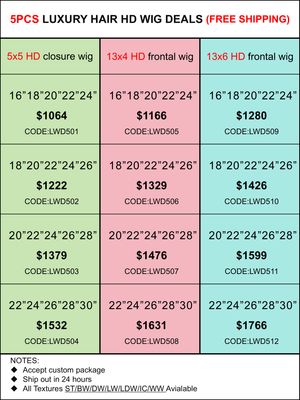 Luxury Hair HD Lace Wig Deals 5pcs