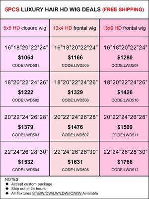 Luxury Hair HD Lace Wig Deals 5pcs