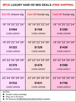 Luxury Hair HD Lace Wig Deals 5pcs