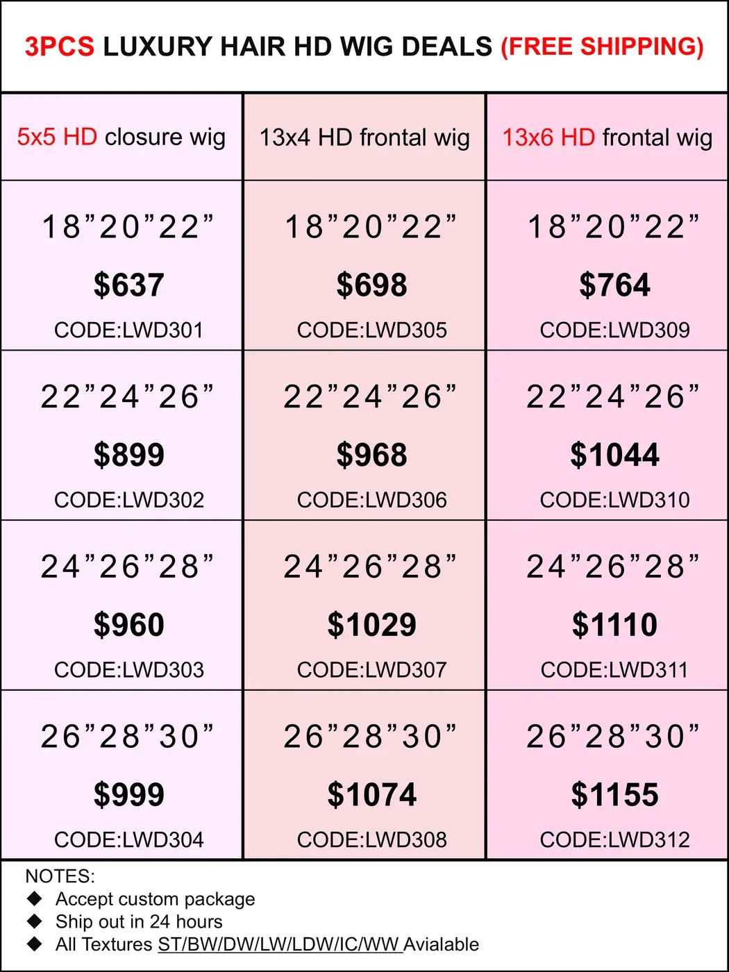 Luxury Hair HD Lace Wig Deals 3pcs