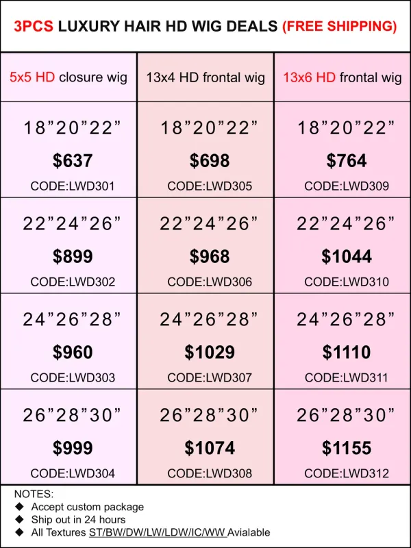 Luxury Hair HD Lace Wig Deals 3pcs