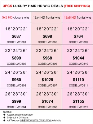 Luxury Hair HD Lace Wig Deals 3pcs