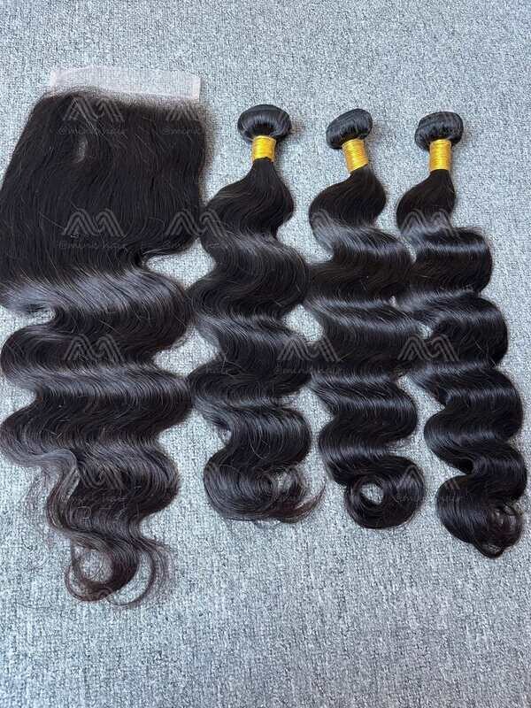 Diamond Hair Body wave 3 Bundles With 6x6 Transparent Closure Deals