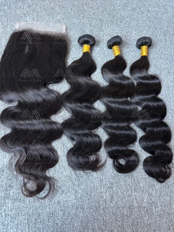 Diamond Hair Body wave 3 Bundles With 6X6 Transparent Closure Deals