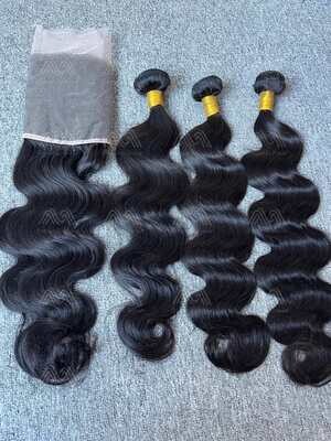 Diamond Hair Body wave 3 Bundles With 13x6 Transparent Frontal Deals