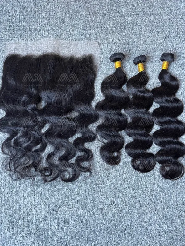 Diamond Hair Body wave 3 Bundles With 13X6 Transparent Frontal Deals