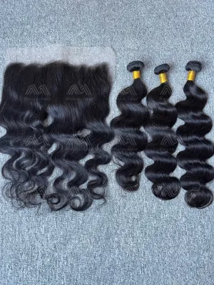 Diamond Hair Body wave 3 Bundles With 13X6 Transparent Frontal Deals