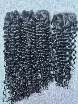 Mink Hair Italian Curly 3 Bundles With 4X4 HD Closure Deals