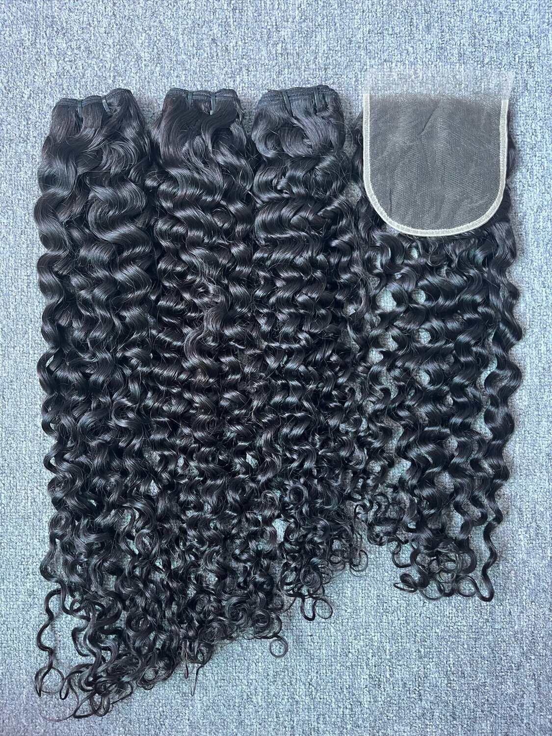 Mink Hair Italian Curly 3 Bundles With 4X4 HD Closure Deals