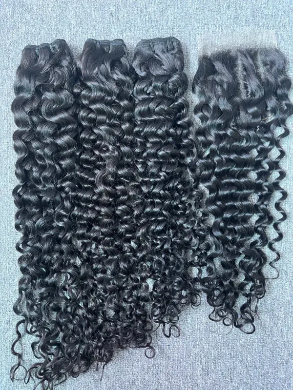 Mink Hair Italian Curly 3 Bundles With 4X4 HD Closure Deals
