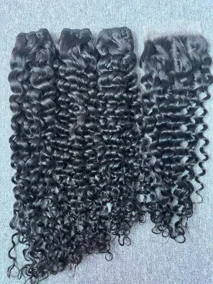 Mink Hair Italian Curly 3 Bundles With 4X4 HD Closure Deals