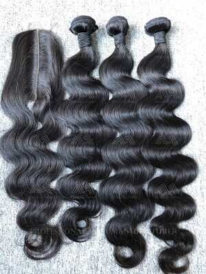 Mink Hair Body Wave 3 Bundles With 2x6 Transparent Closure Deals